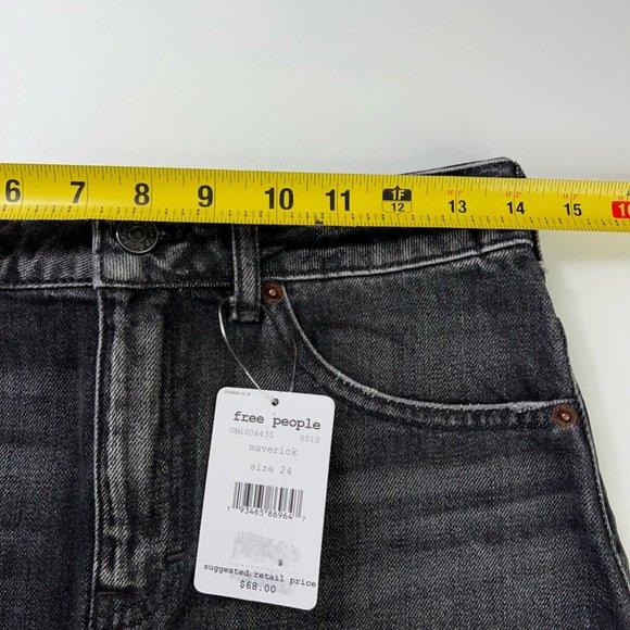 We The Free People Womens Bailey Mini Skirt Black Pockets Frayed Denim 24 New - Picture 3 of 12